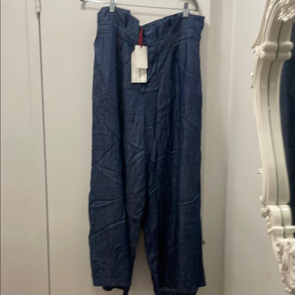 Wide Leg Blue Pants